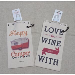 Capabunga Tote+Able Canvas Wine & Beverage Canteens - 750ml Flagon Set of 2 NWT